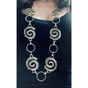 Cute LARGE SILVER BOHO PEACE SIGN NECKLACE